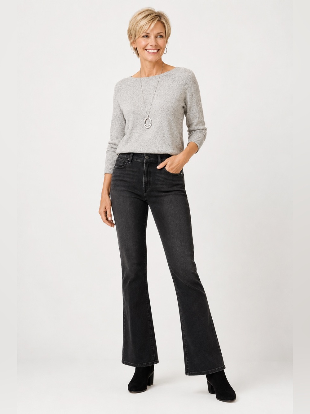 Chico’s High Rise Slim Boot Jeans Black Size 1.5R 10R Stretch